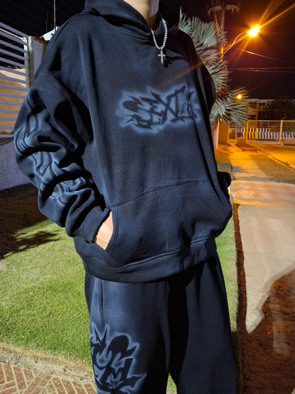 SEXTA AIRBRUSH BLACK HOODIE